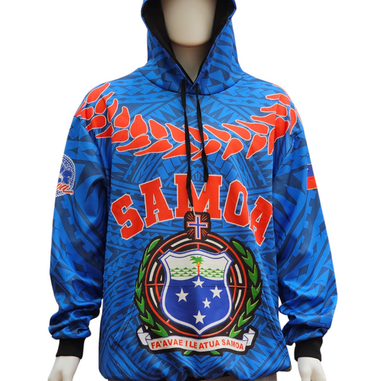 Hoodie - Samoa in blue and red
