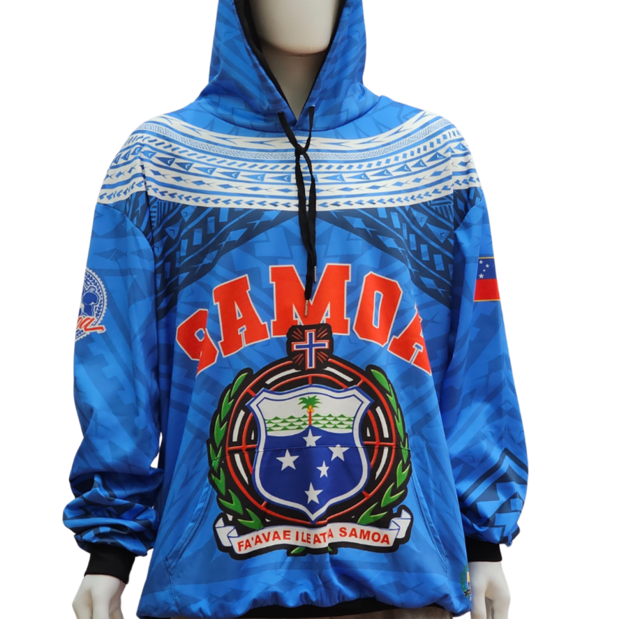 Hoodie Samoa Blue and White